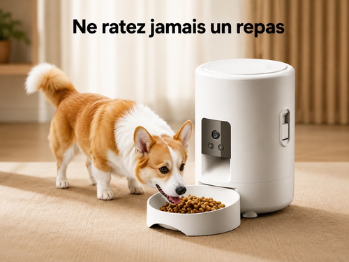 Distributeur automatique de croquettes connecté Wi-Fi – Blanc