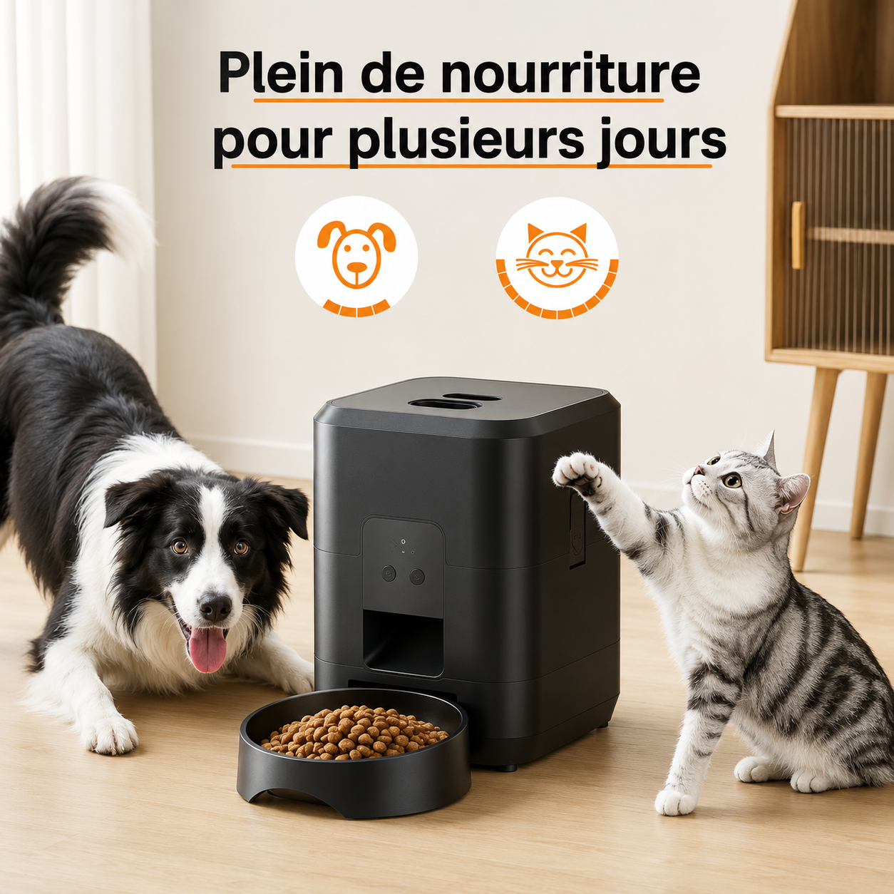 Distributeur automatique de croquettes connecté Wi-Fi – Blanc