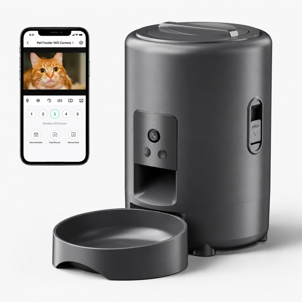 Distributeur automatique de croquettes connecté Wi-Fi – Noir