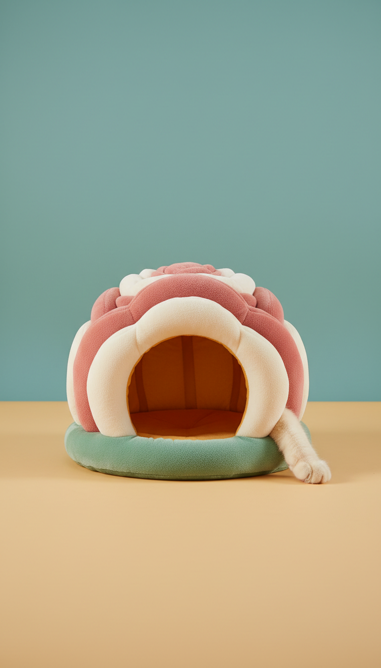 Tunnel pour chat peluche rose